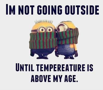 Minions think it's too cold outside - I'm not going outside until temperature is above my age