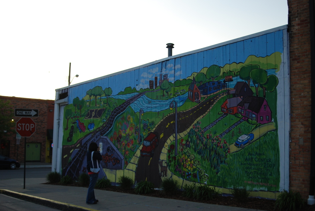 This particular mural is in downtown Ann Arbor. Photo from 2007 by Eileen Wiedbrauk.